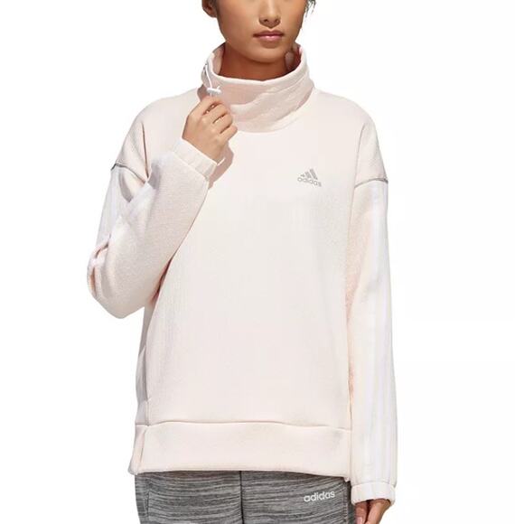 ADIDAS Intuitive Warmth Sweatshirt Funnel Neck Pullover Pink Tint White Size M - Picture 1 of 9